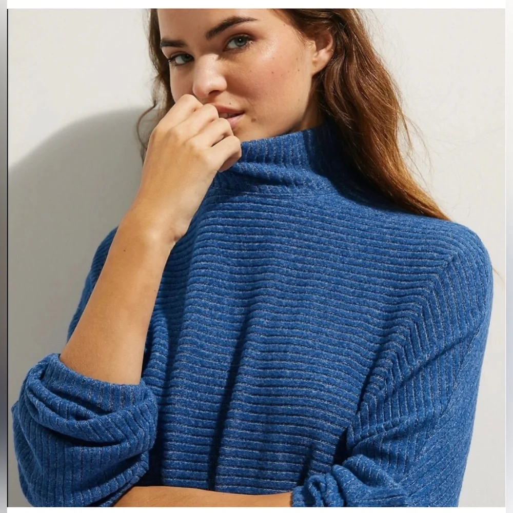Anthropologie Mariah Ribbed Knit Blue Maxi Sweater Dress Size XL - Picture 6 of 14